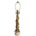 intage gold gilt rose column table lamp with hand-applied floral plaster detailing