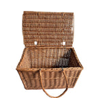 antique lidded wicker basket farmhouse décor open