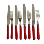 Vintage Red Bakelite Flatware Set for 4