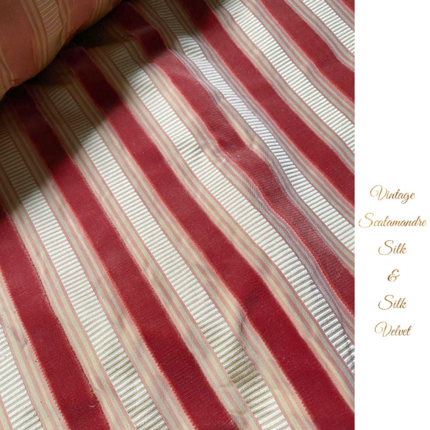 Golden cream and old rose silk velvet textile