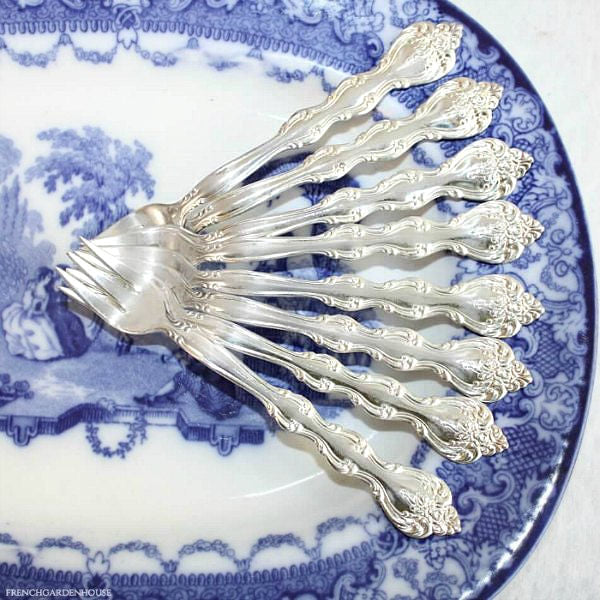 Vintage Silver Plate Oyster Forks Set of 8