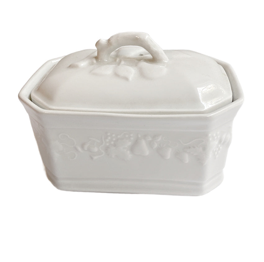 1930's French White Porcelain Pâté Tureen Poire sur Branche
