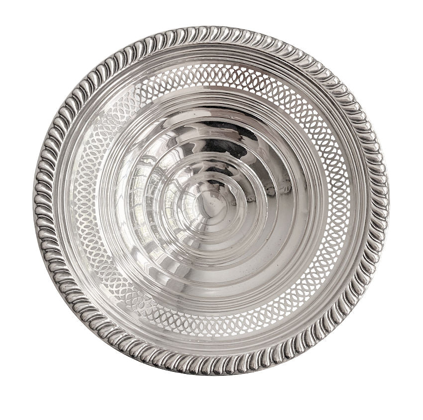 Vintage Sterling SIlver Pedestal Chocolate Bonbon Dish with Filigree