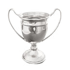 Vintage 1952 Pleasance & Harper silver-plated trophy cup engraved H.G.C. A charming mid-century collectible with light age wear and small dents top view
