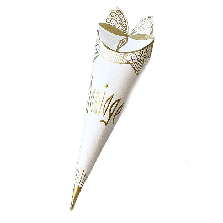 Art Deco French Wedding Favor Paper Cone Butterfly