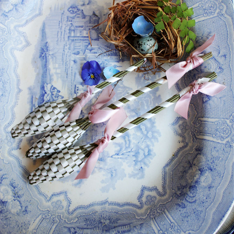 White silk ribbon lavender wands