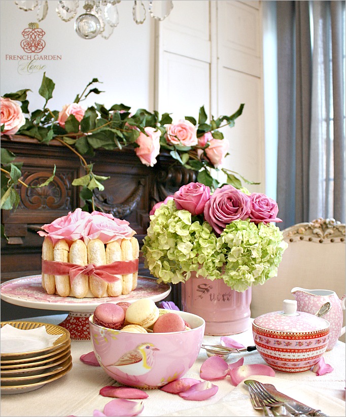 faux roses on mantel