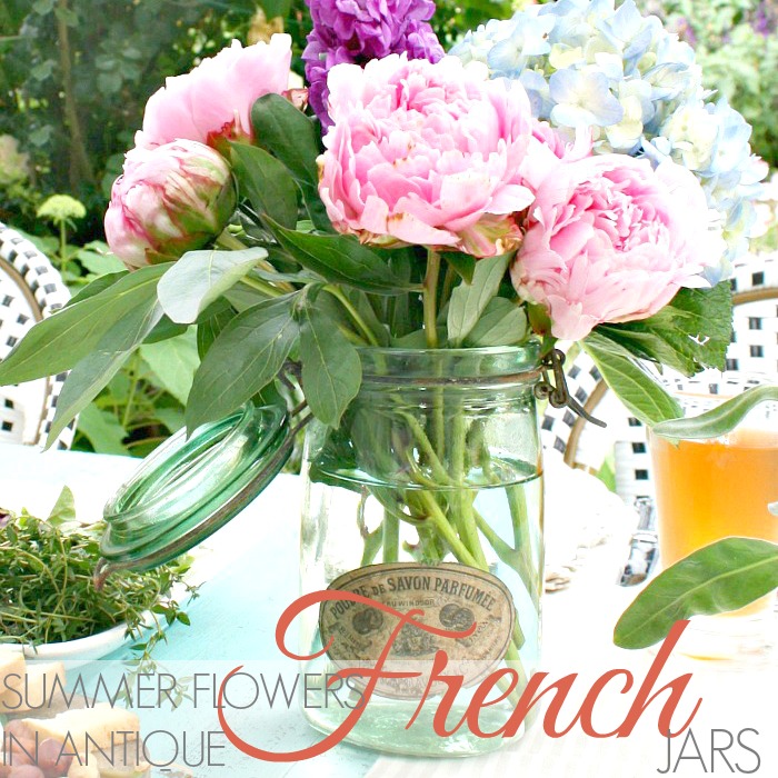 SUMMER ARRANGEMENTS IN ANTIQUE FRENCH JARS