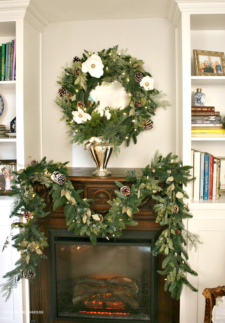 pine garland for fireplace mantel