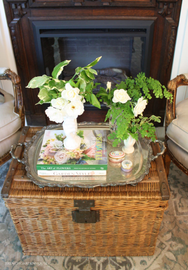 silver tray with vases