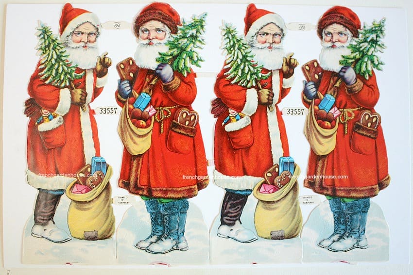 antique Victorian Paper Scrap Santa