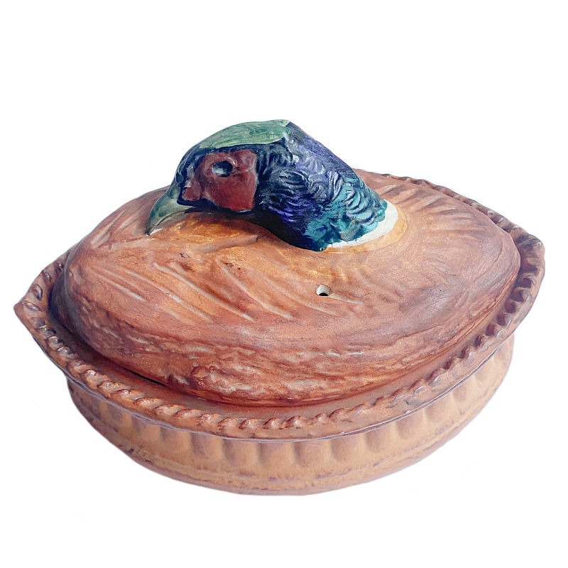 French Pillivuyt Trompe L'oeil Porcelain Pheasant in a Crust Pâté Terrine made by  Pillivuyt Mehun.