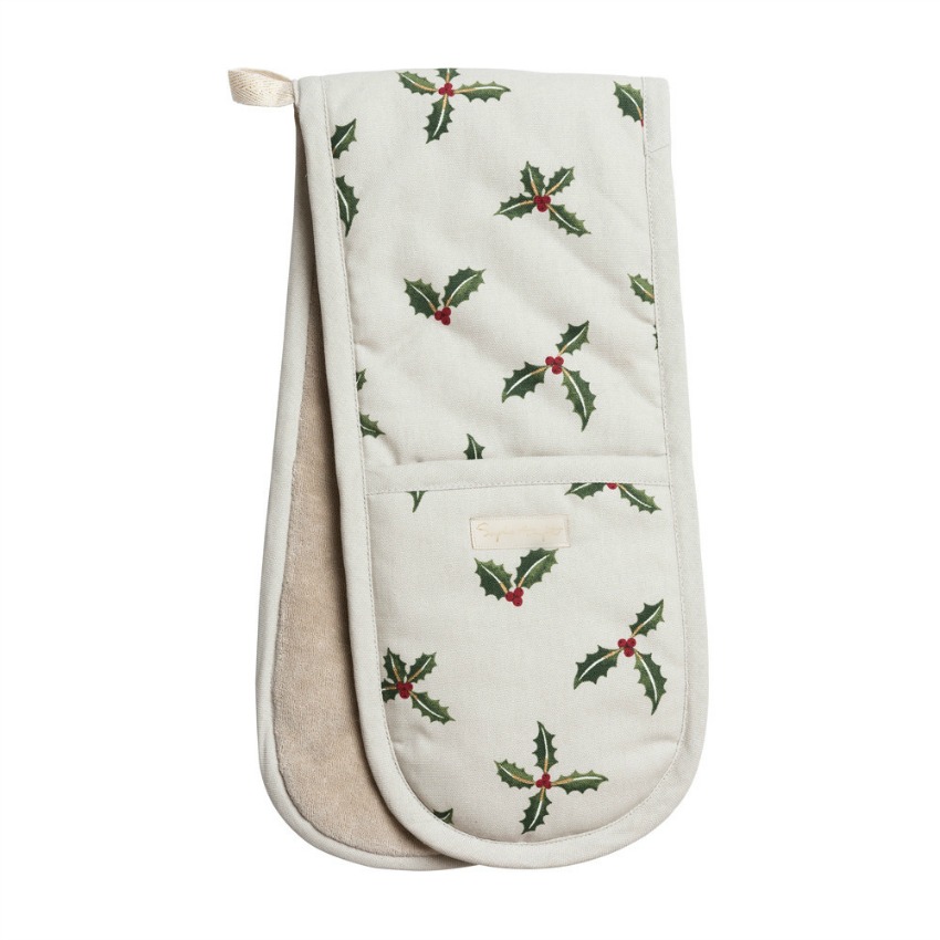 christmas oven glove with holly