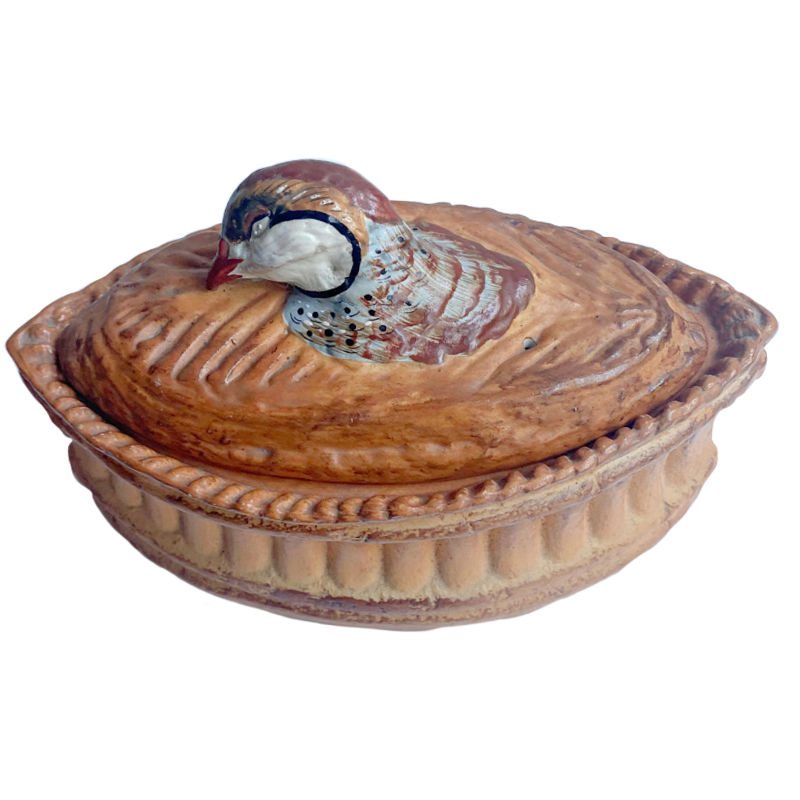 Antique French Mehun Quail Tureen