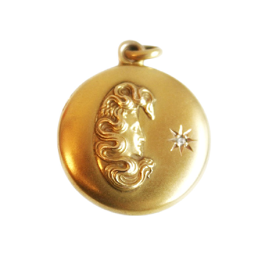 antique gold locket with diamond