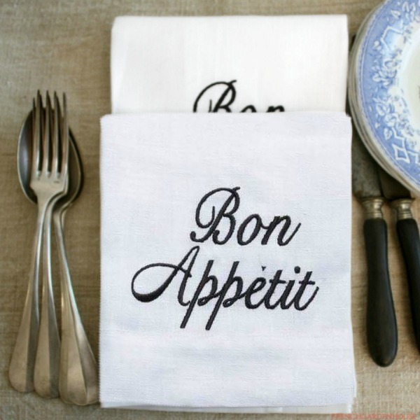 linen French bon appetit towel