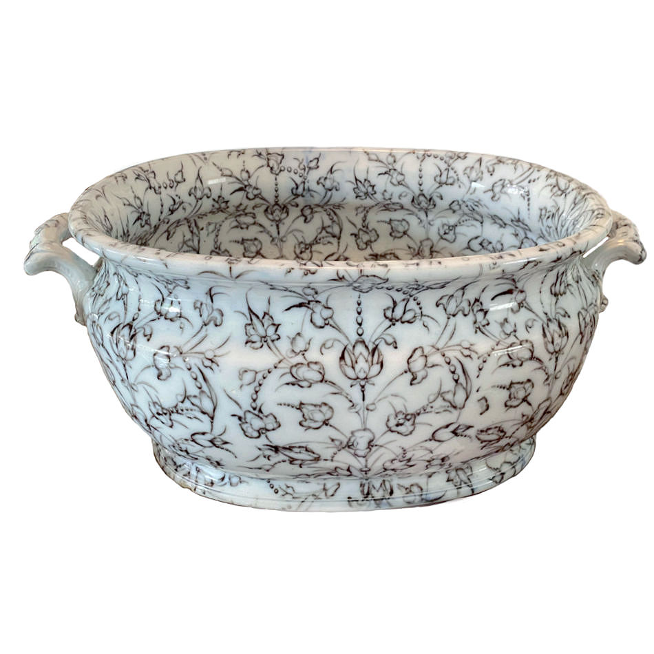 Chinoiserie Blue & White Floral Foot Bath Planter