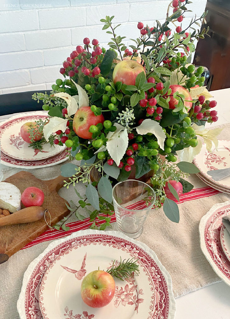 beautiful fall apple and flower arrangement