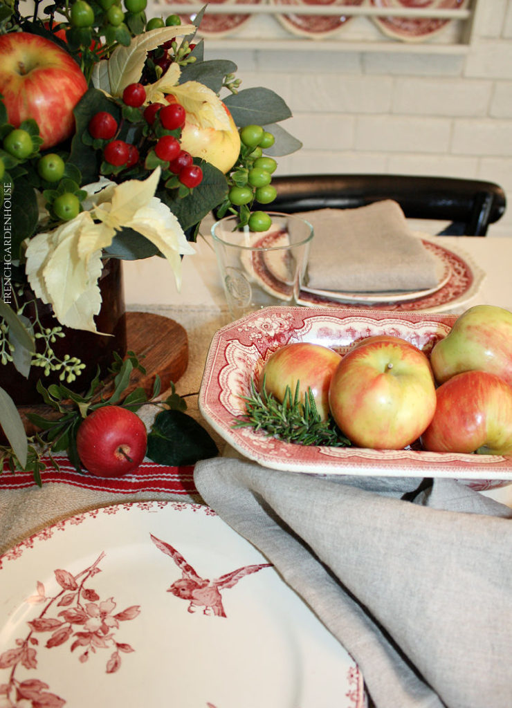 apples in antique bowl