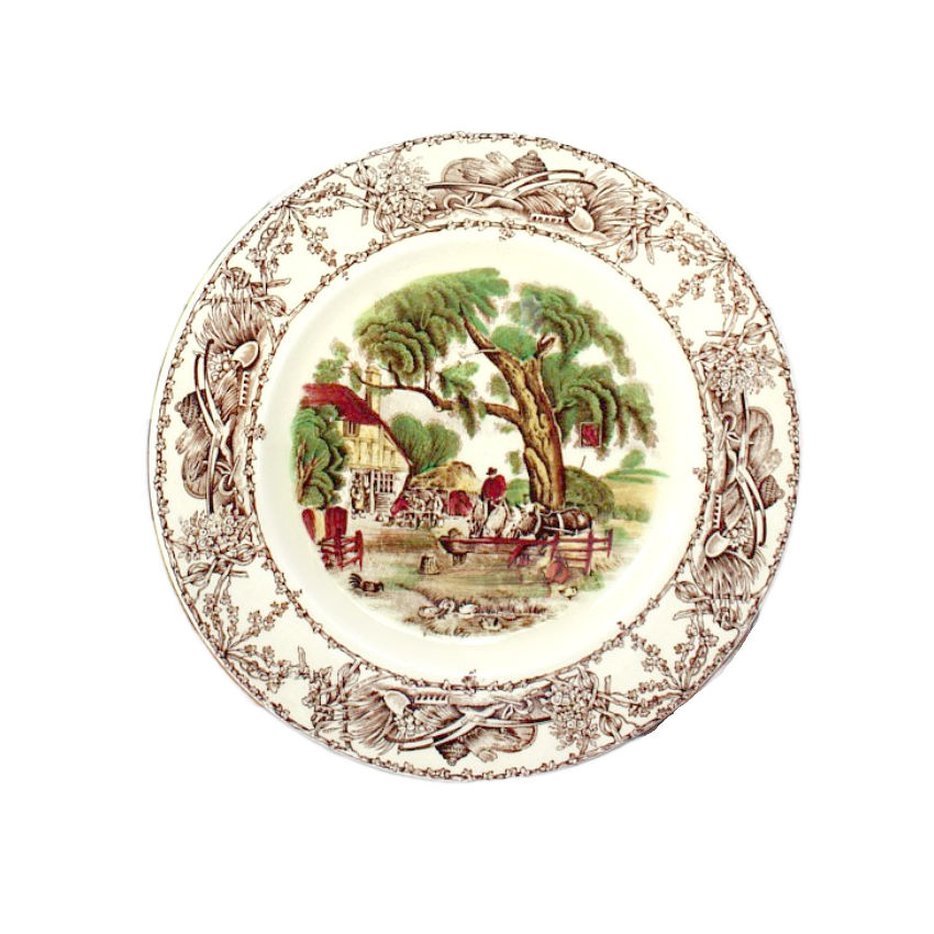 antique autumn transfer English Plate Rural Scenes