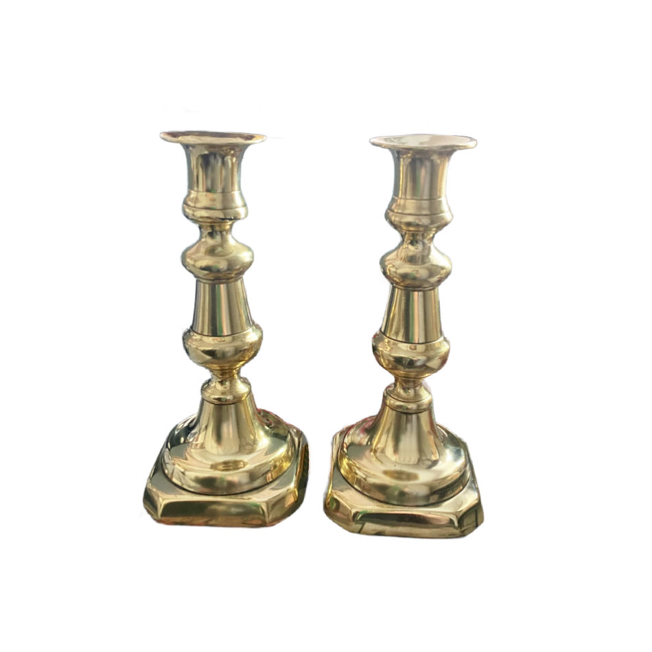 antique Brass Tapersticks Pair