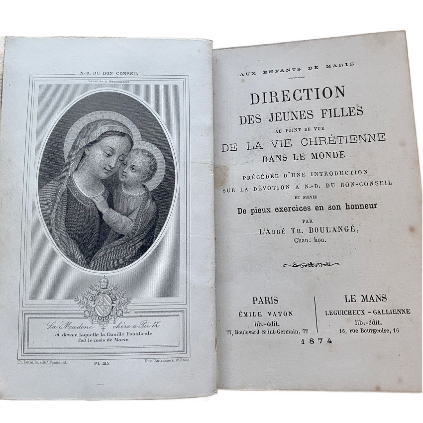 Antique French Prayer Book Direction des Jeune Filles