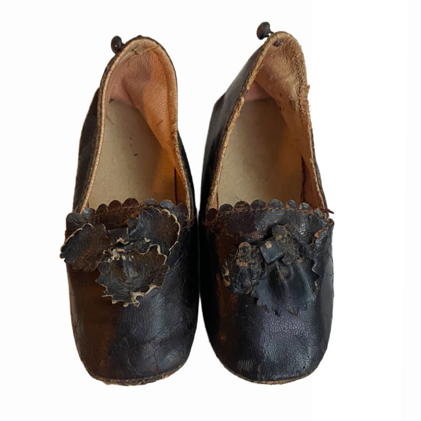 19th Century French Black Romantic Period Baby Shoes