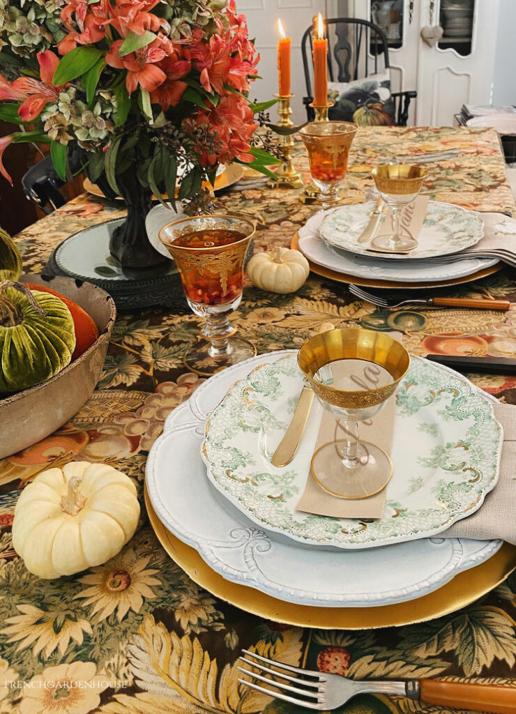 Rich autumn table setting for Thanksgiving