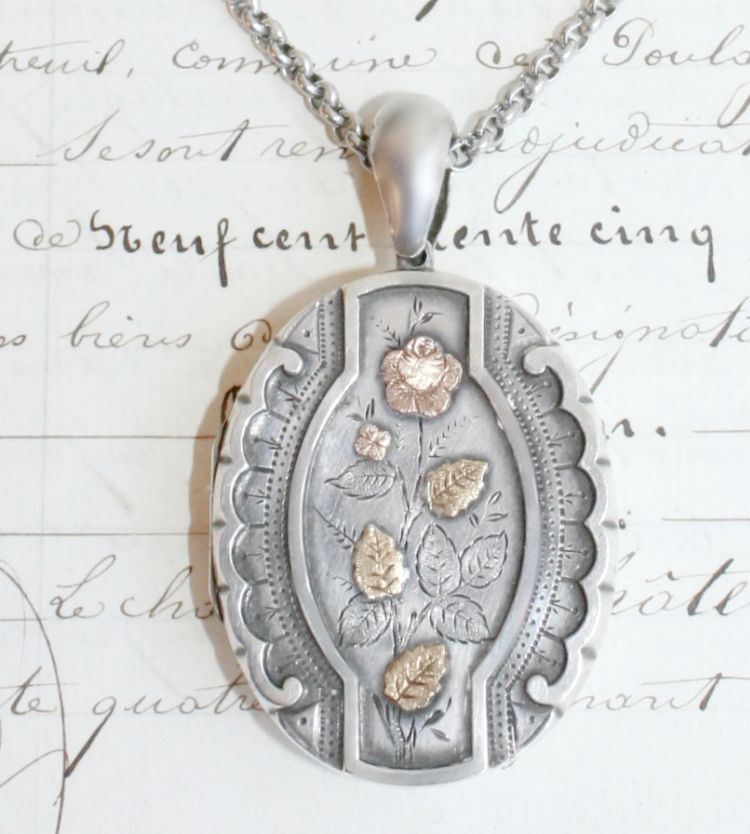 sterling locket with roses