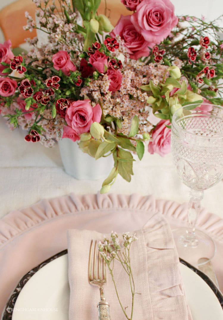 pink spring French Country tablesetting