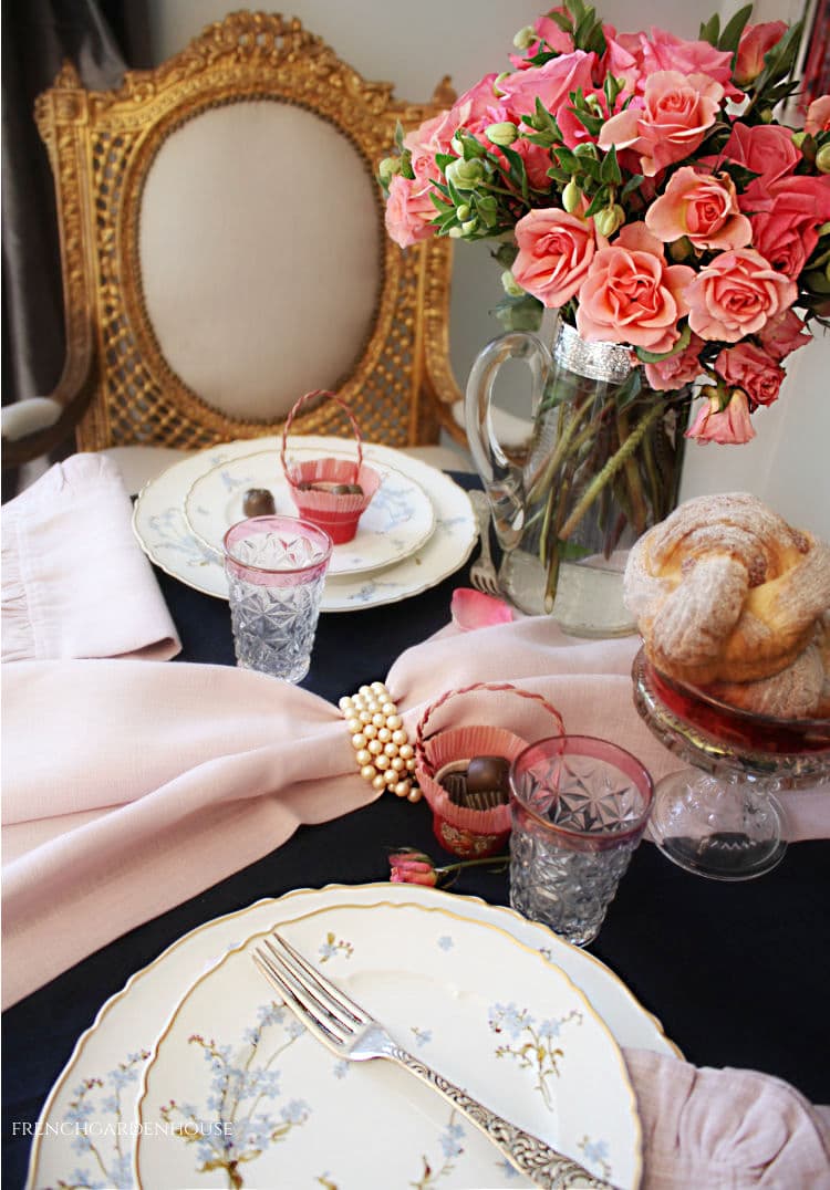 Table with antique French Limoges