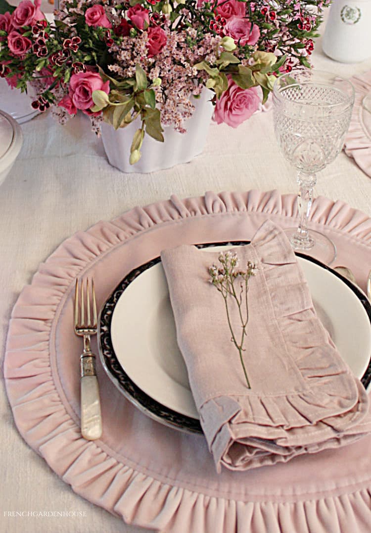 pink table setting for spring