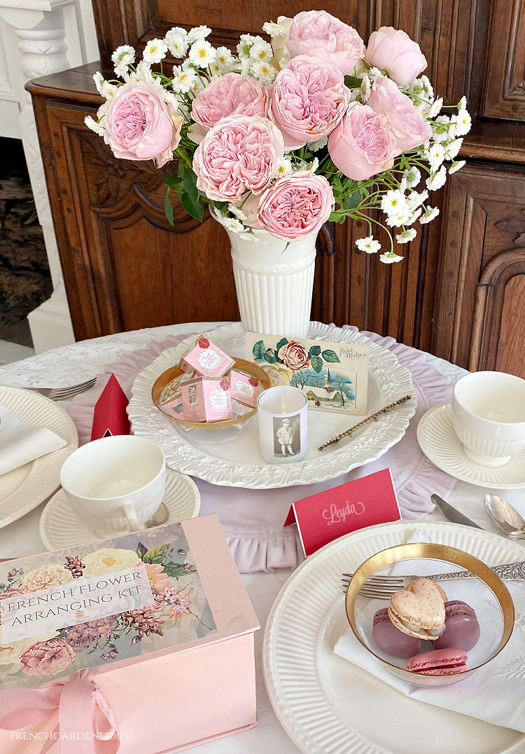 French pink garden roses