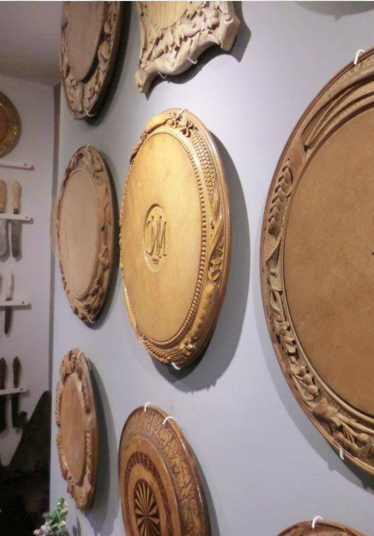 display of wall hung museum quality bread boards