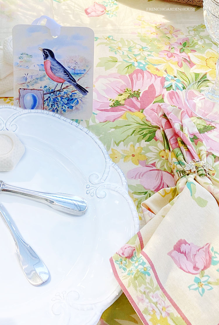 French country floral Easter table setting