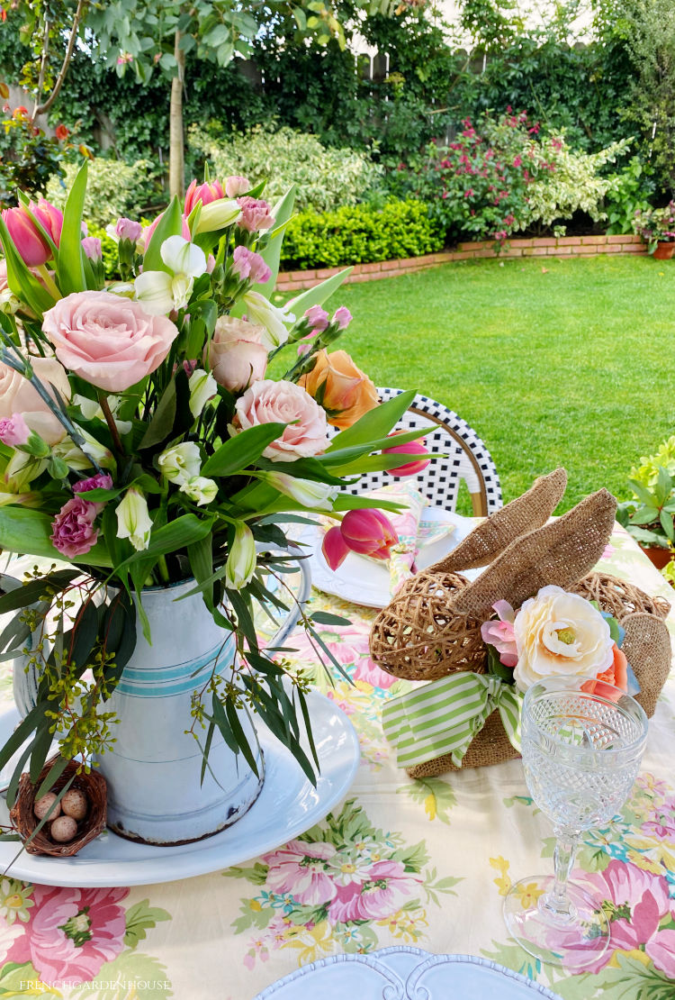 Easter centerpiece with bunny