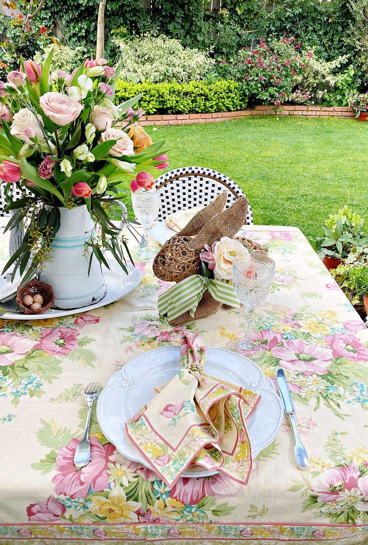 Easter table setting in the garden