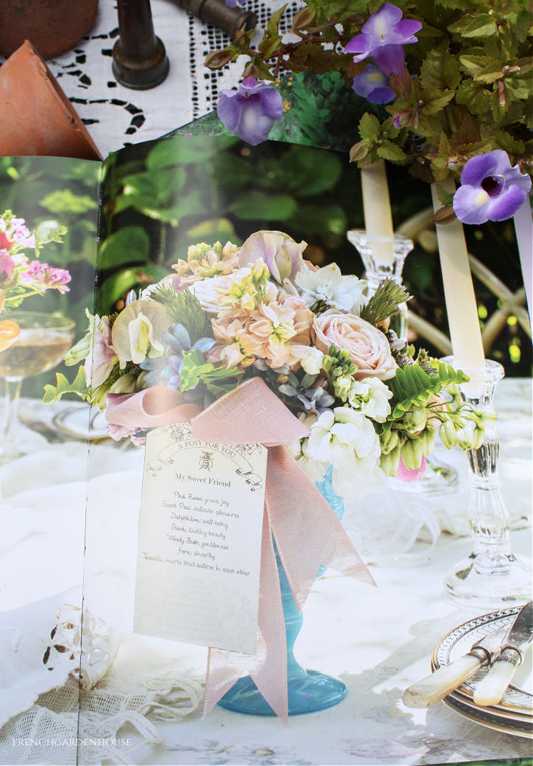 Posies in antique blue opaline