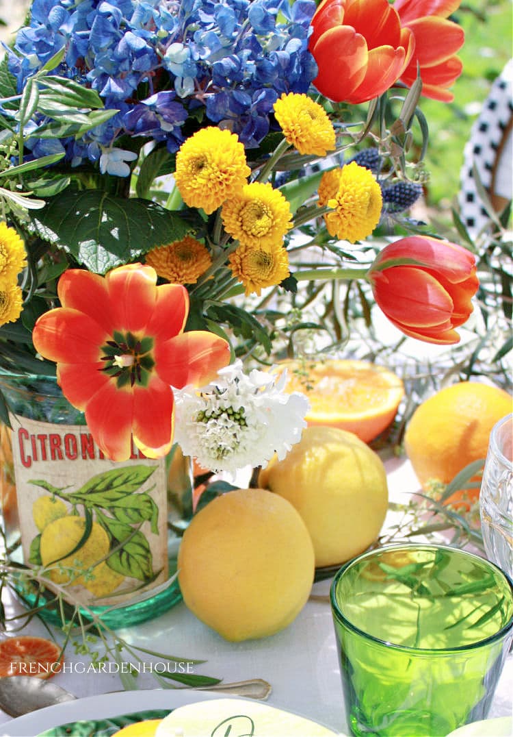 Orangerie Inspired Flower Arrangement and Luncheon Table