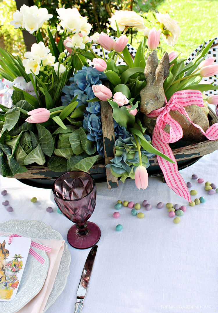 Spring bunny flower arrangement