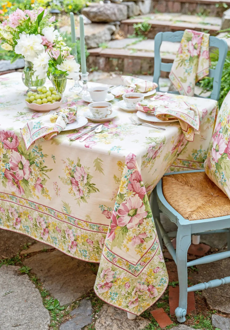 Charming French garden tablecloth