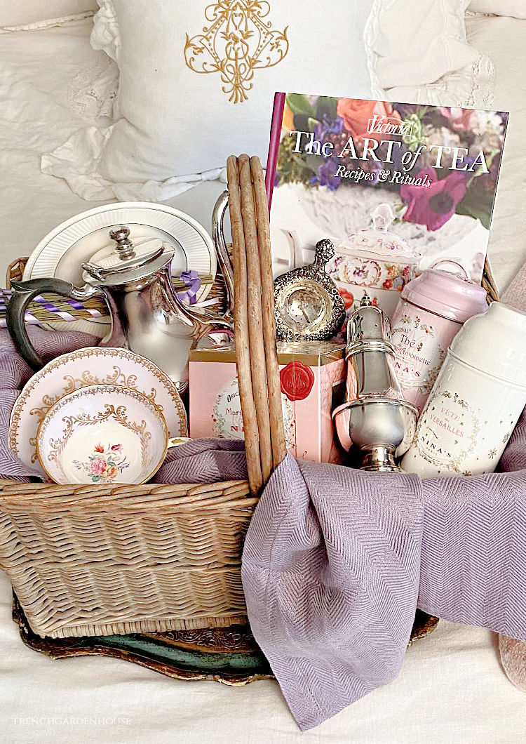 Tea party in an antique basket