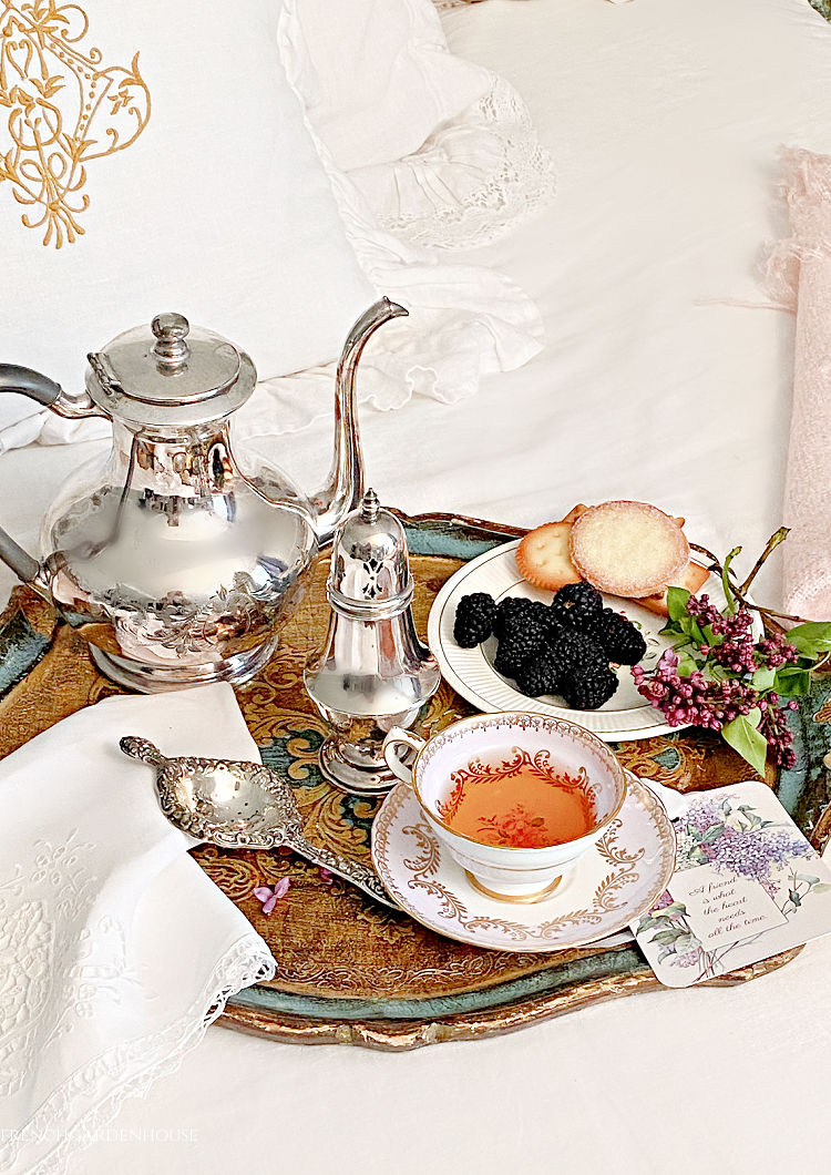 antique lavender tea cup for tea party for a friend