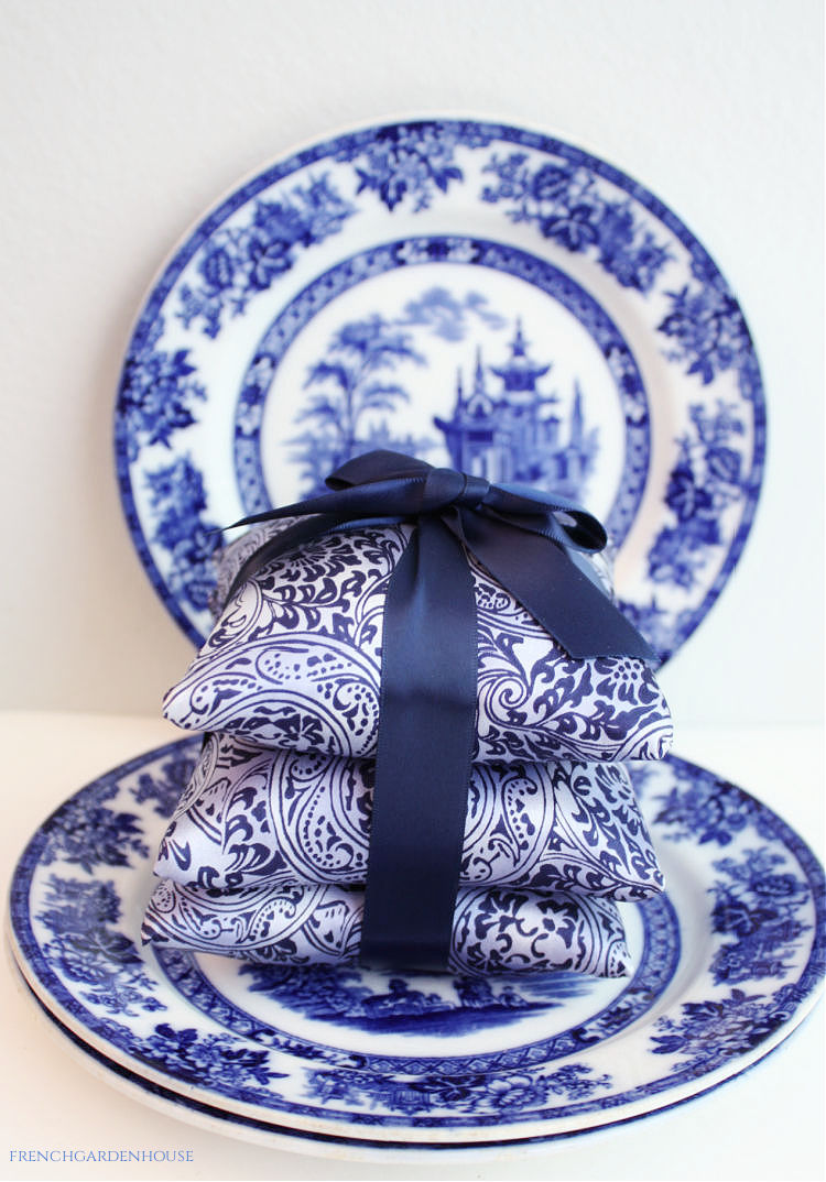 blue silk sachets