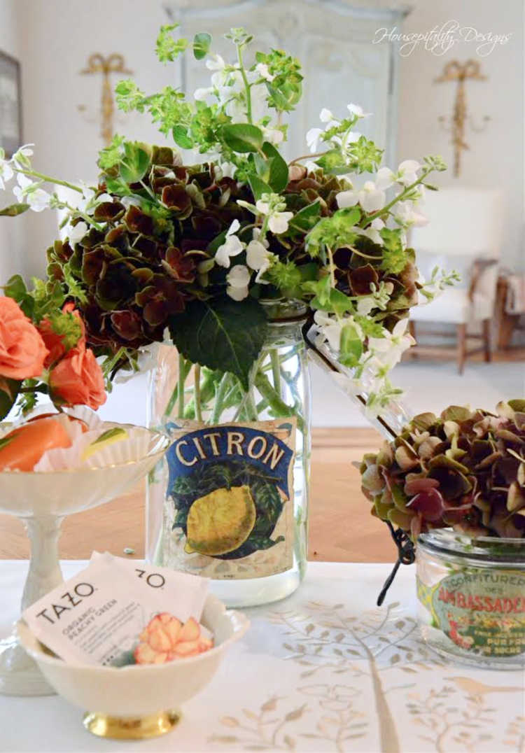 flowers in french jar