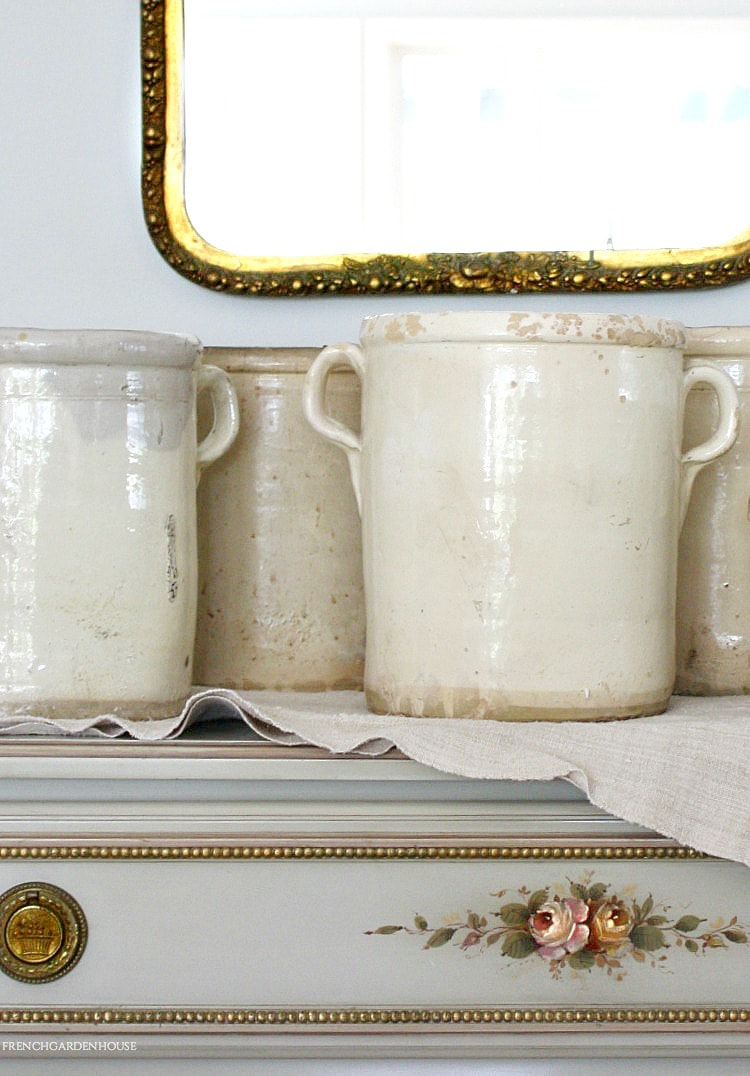 antique french cream sardine pots