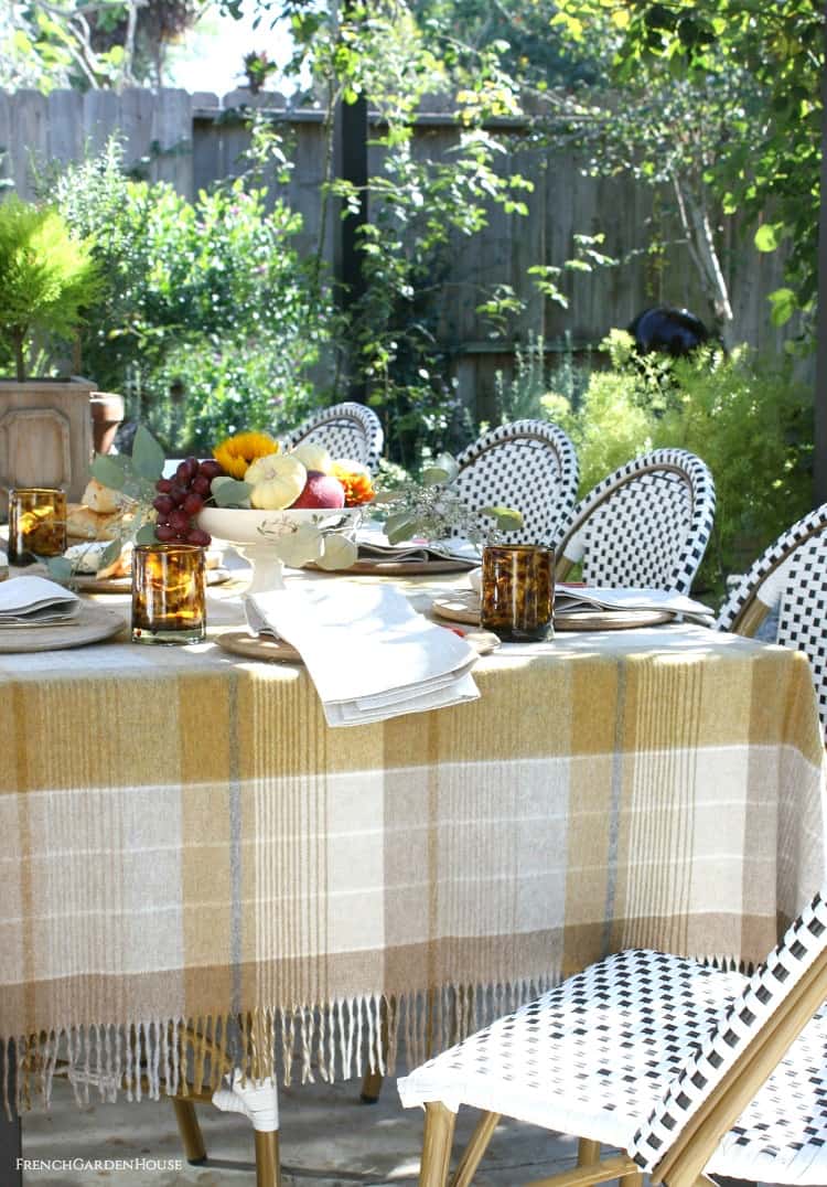 fall table setting in garden