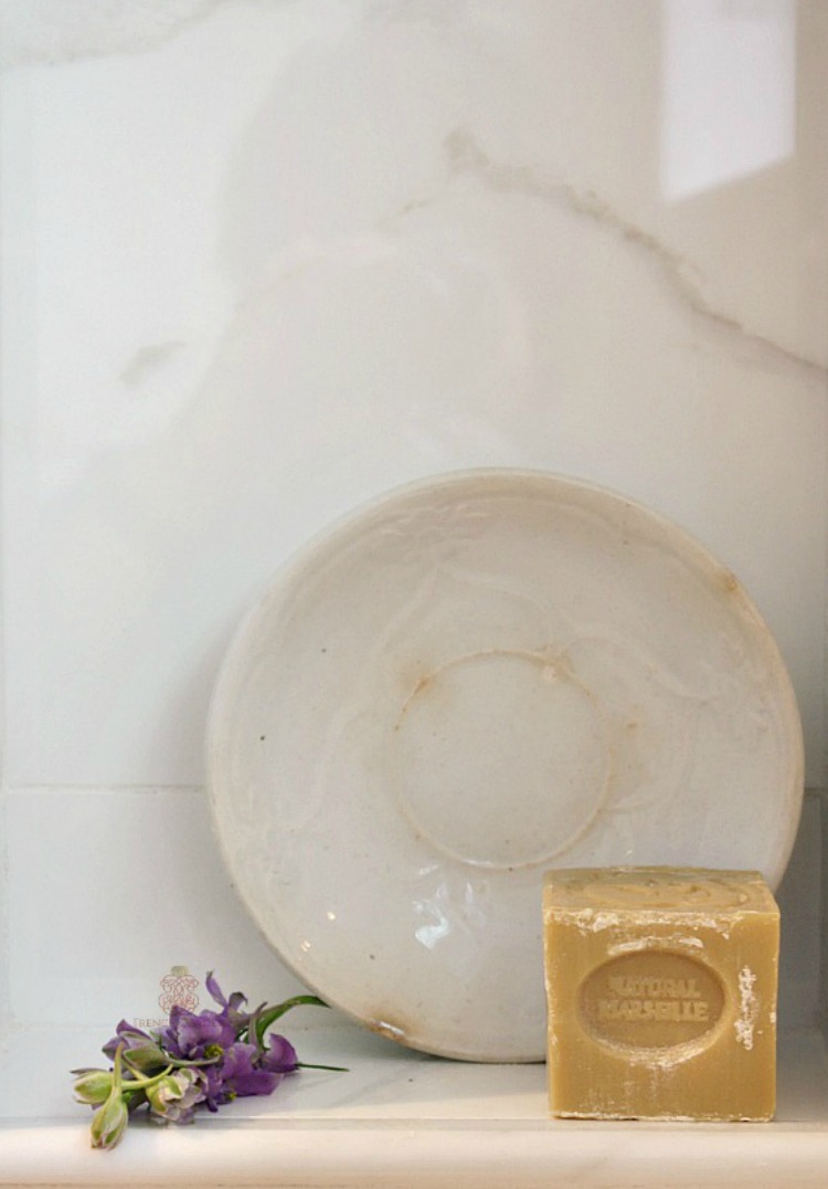 French antique soap dish with cube soap