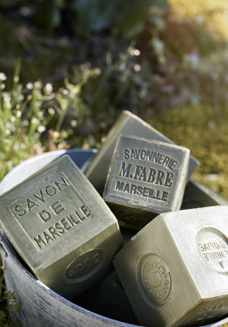 olive oil savon de marseille soaps in bucket